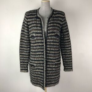 Isabel Marant Barney Bouclé Striped Long Cardigan Sweater Sz 42
